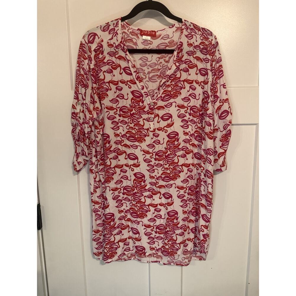 Josie Natori Women's Flamingo Pajama Or Swim Cover Size L